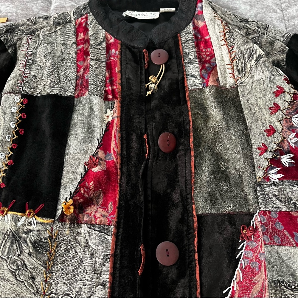 Flashback Deadstock Velvet and Tapestry Mixed Media Patchwork Jacket, Sz L - Picture 12 of 15